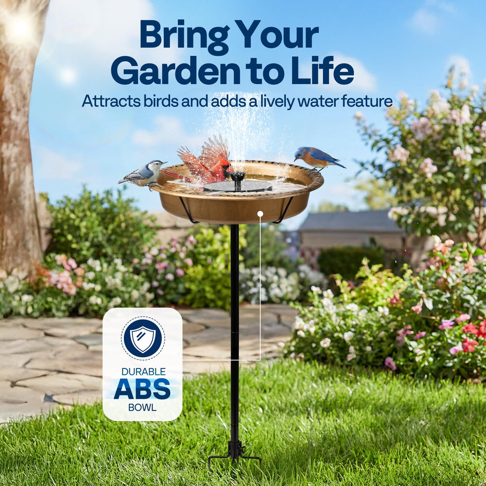 VIVOHOME Bird Bath side view with solar fountain