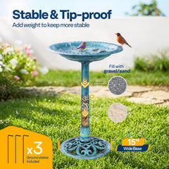 VIVOHOME Bird Bath side view with vintage bronze finish