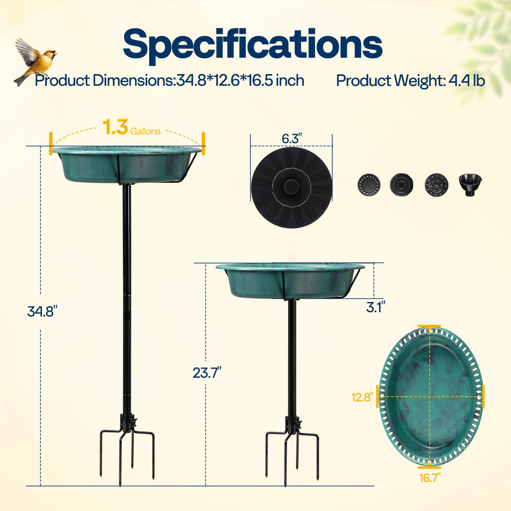 VIVOHOME bird bath with 4-prong base for stability