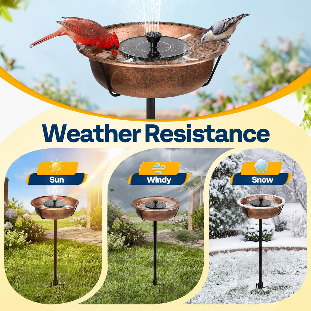 VIVOHOME Bird Bath with 4-prong base stability design