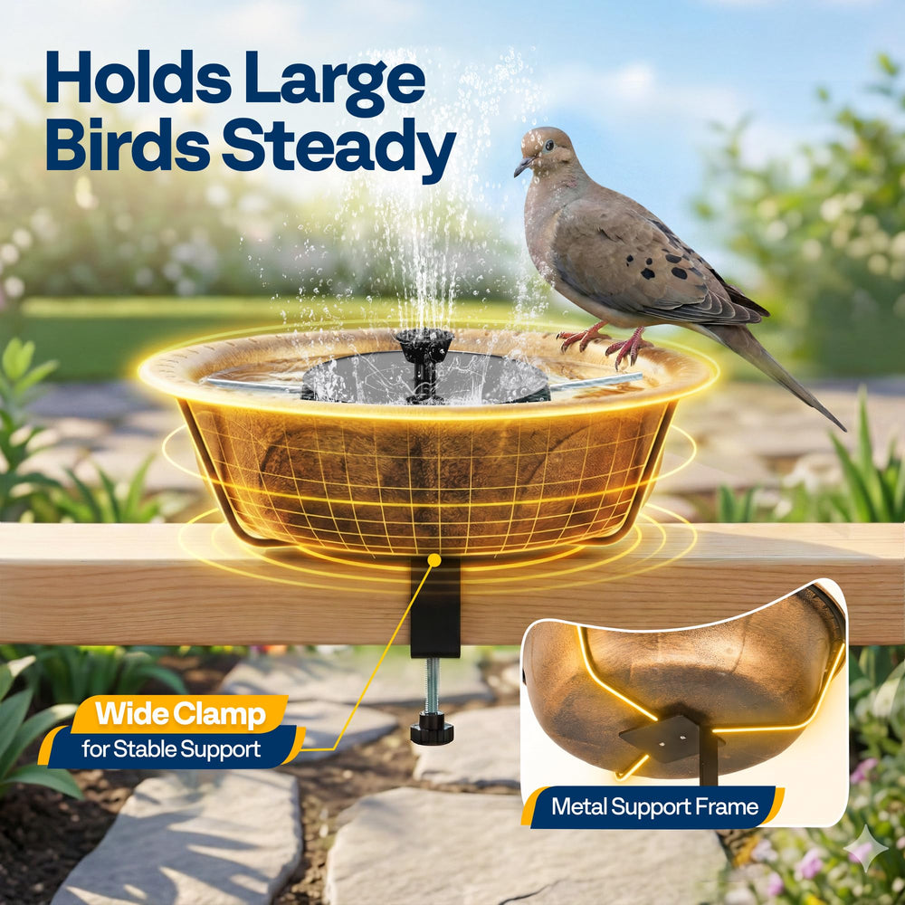 VIVOHOME bird bath with adjustable clamps on railing