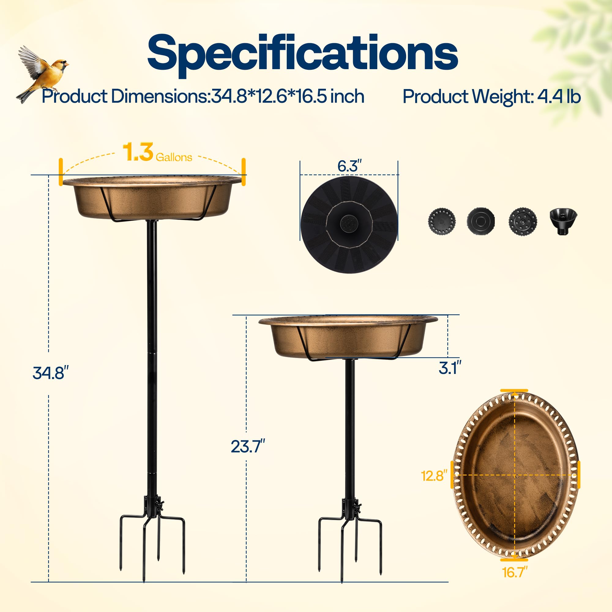 VIVOHOME Bird Bath with birds bathing