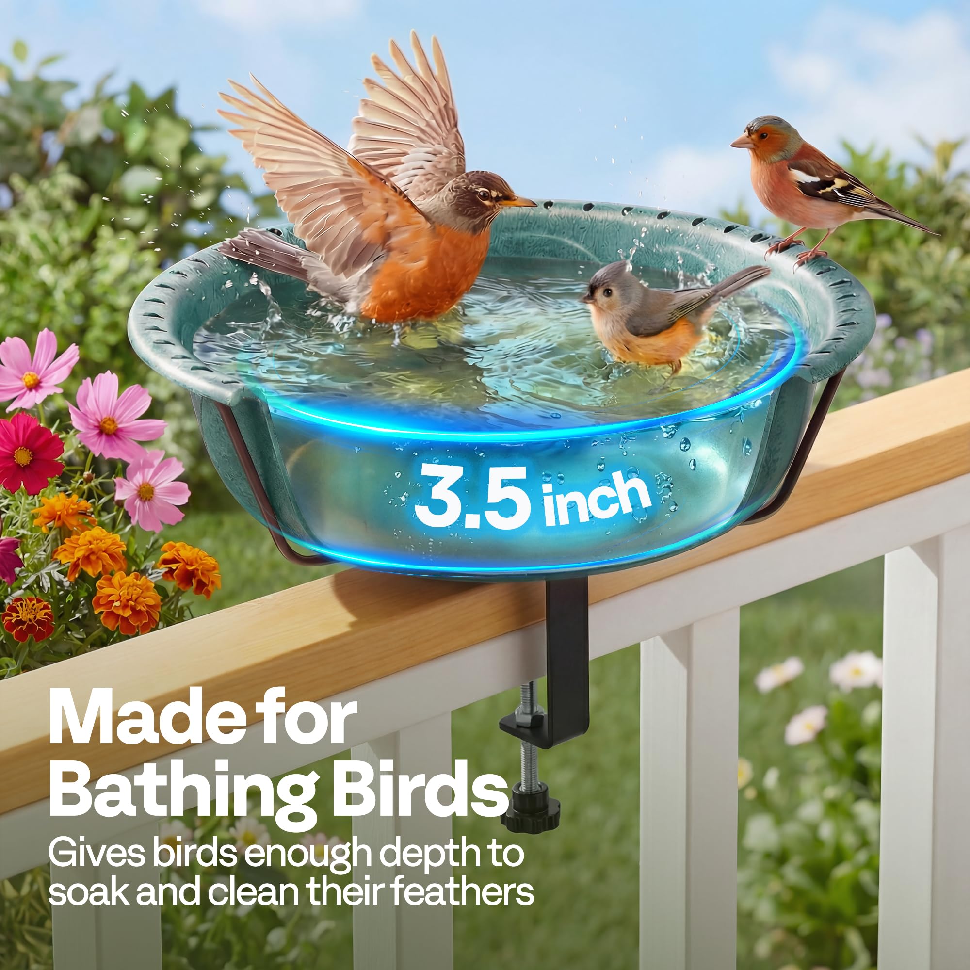 VIVOHOME Bird Bath with birds bathing and drinking