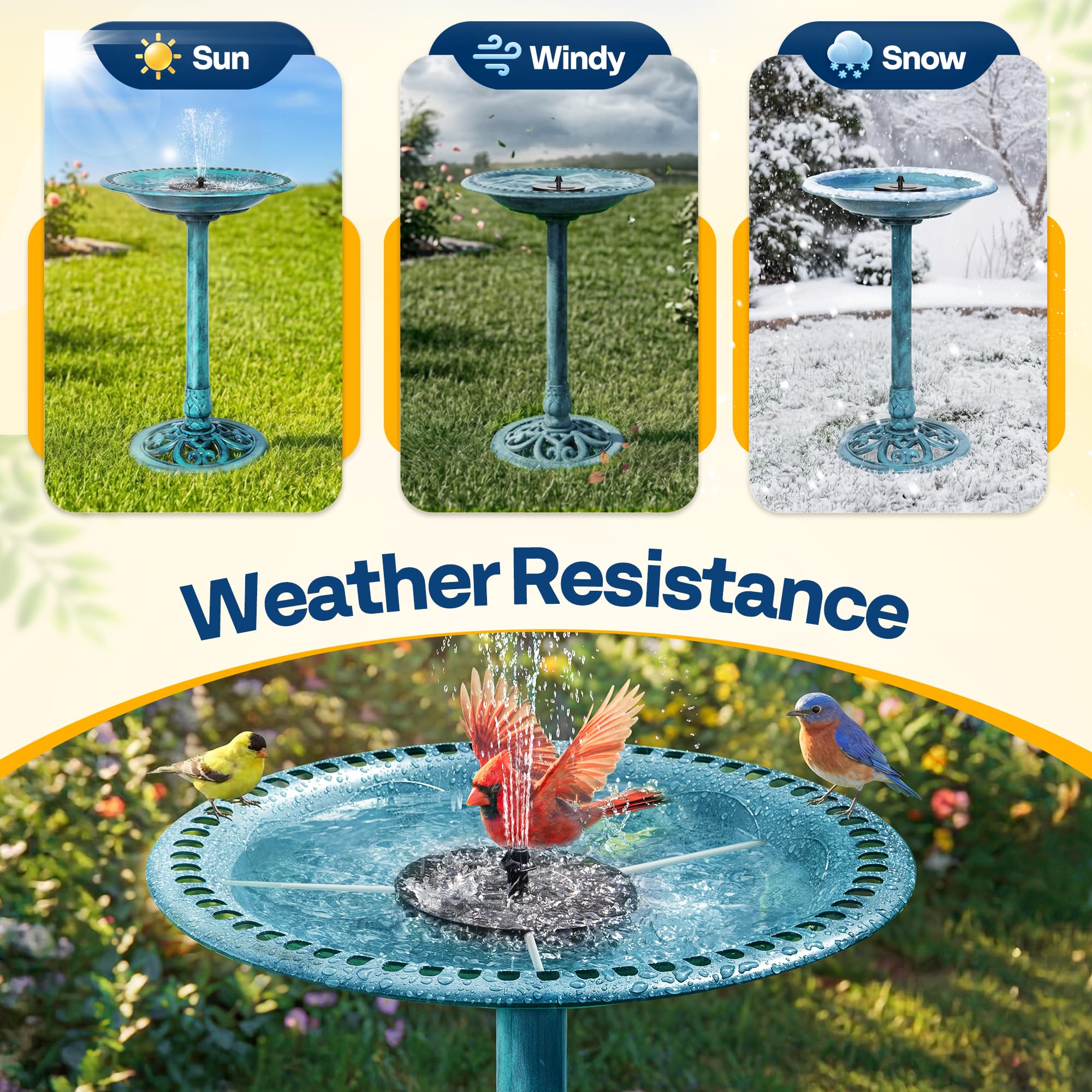 VIVOHOME Bird Bath with birds enjoying the water