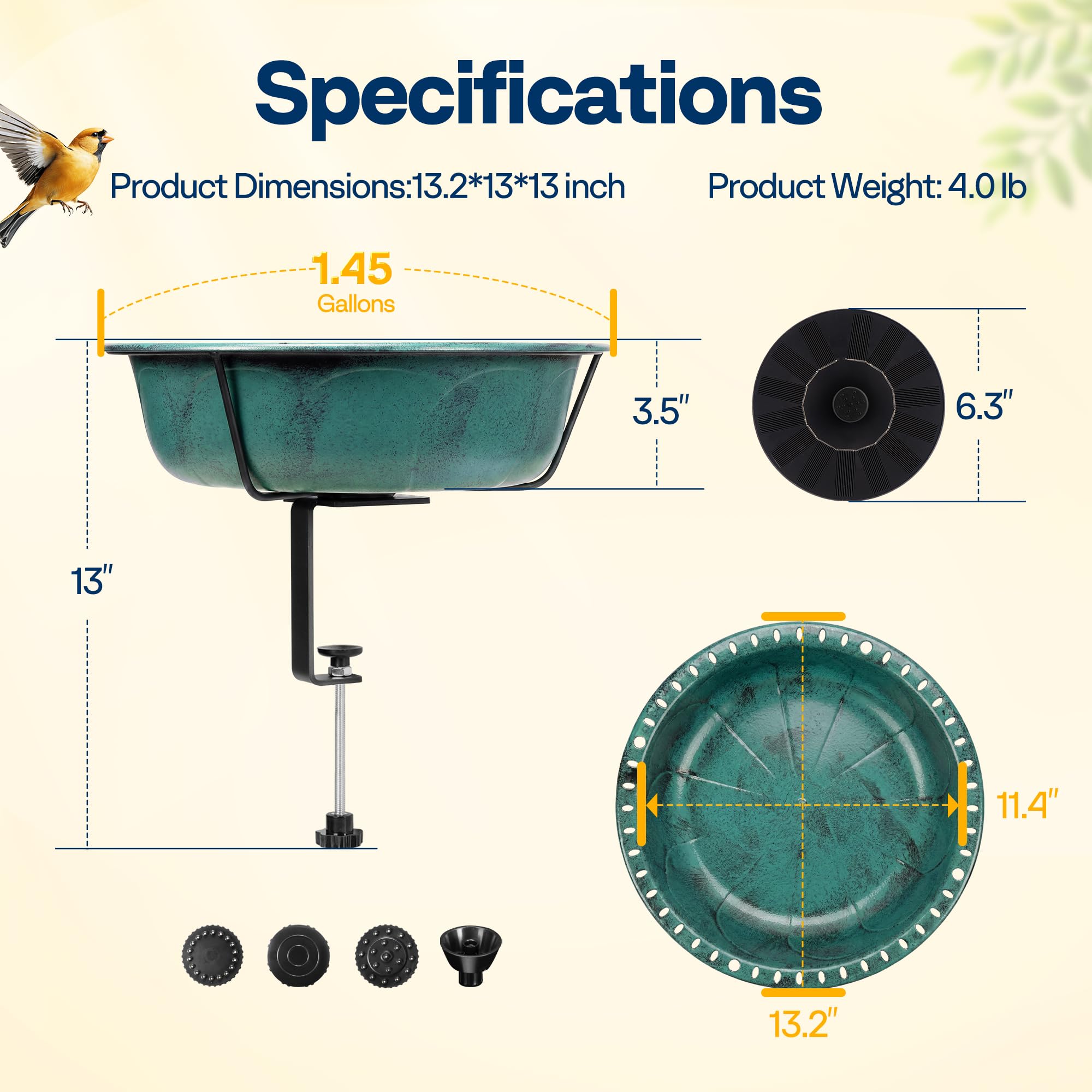 VIVOHOME bird bath with birds enjoying water