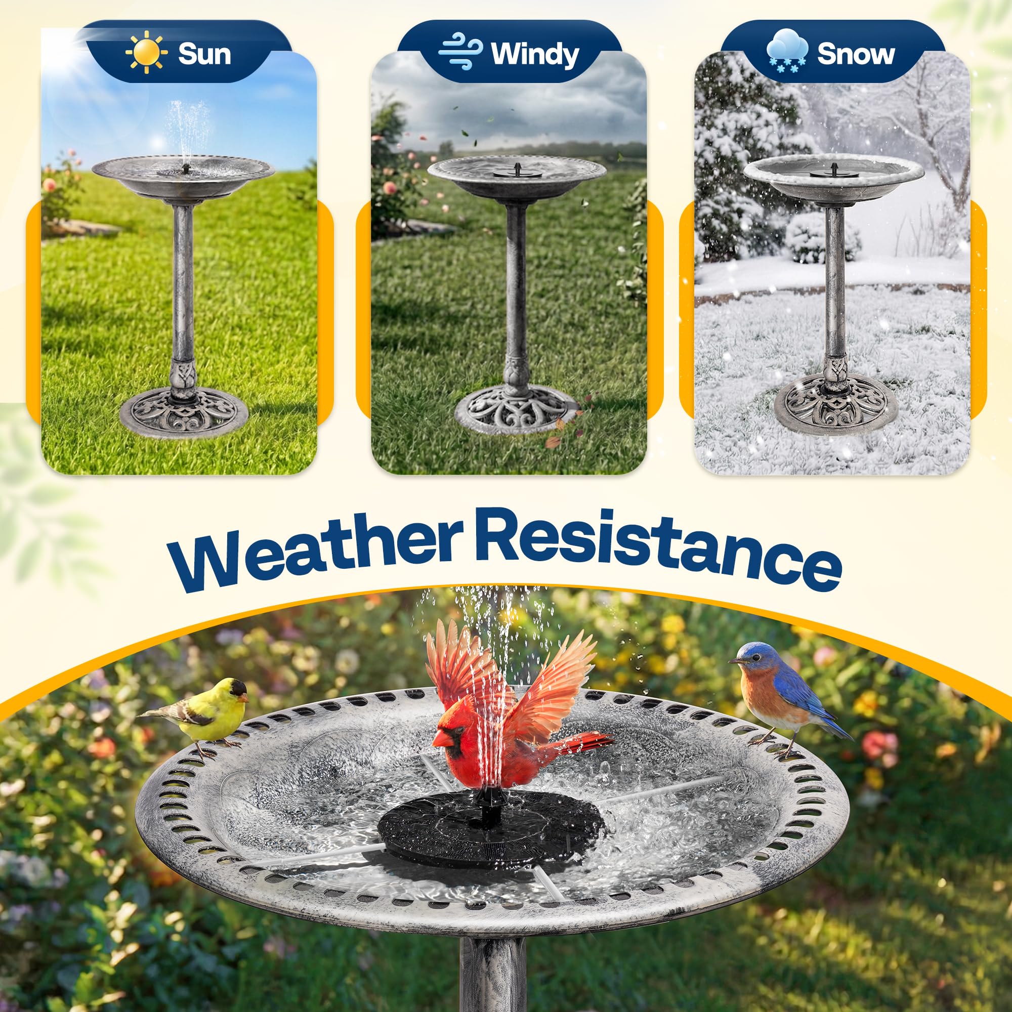 VIVOHOME Bird Bath with birds perching on the edge