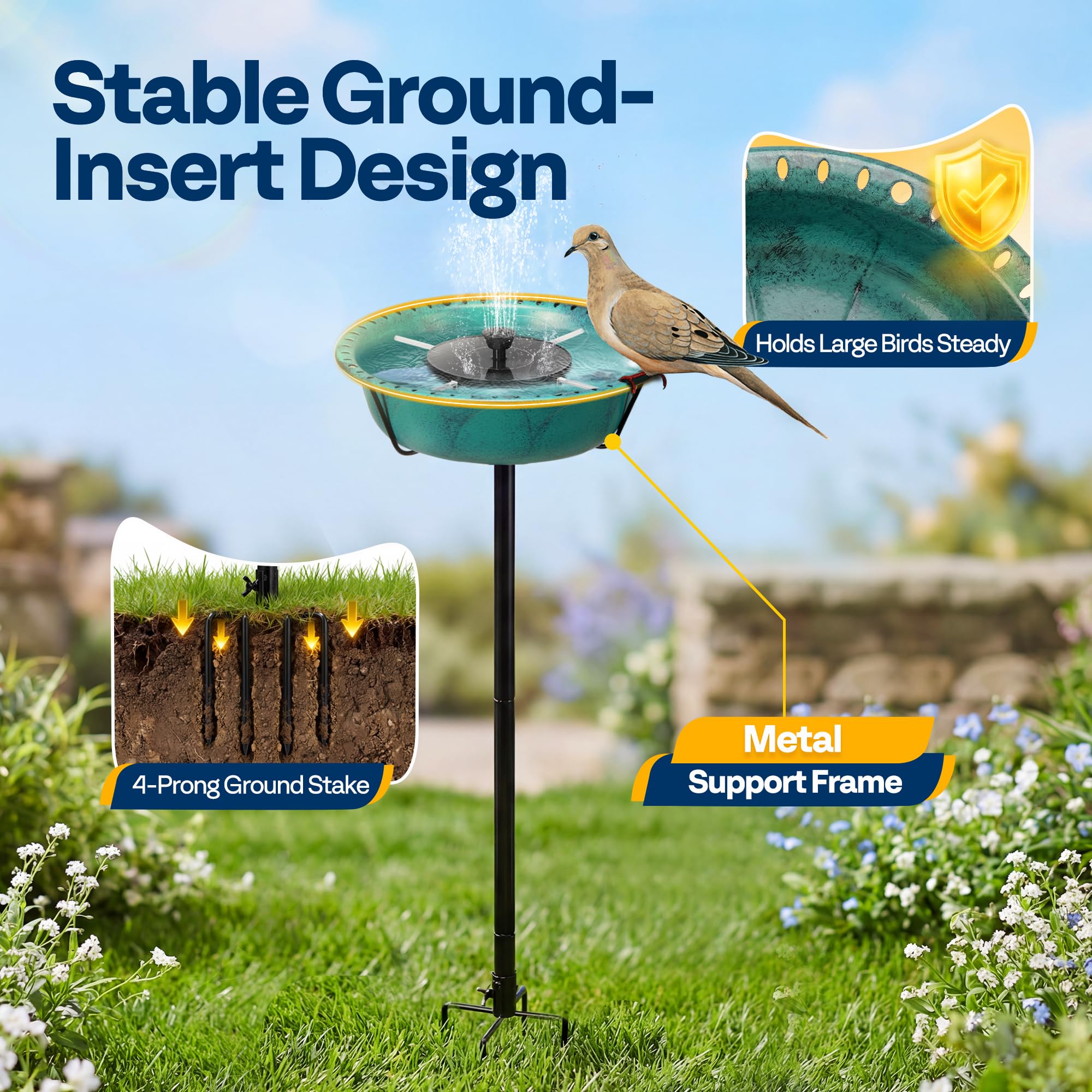 VIVOHOME Bird Bath with bronze finish in outdoor setting