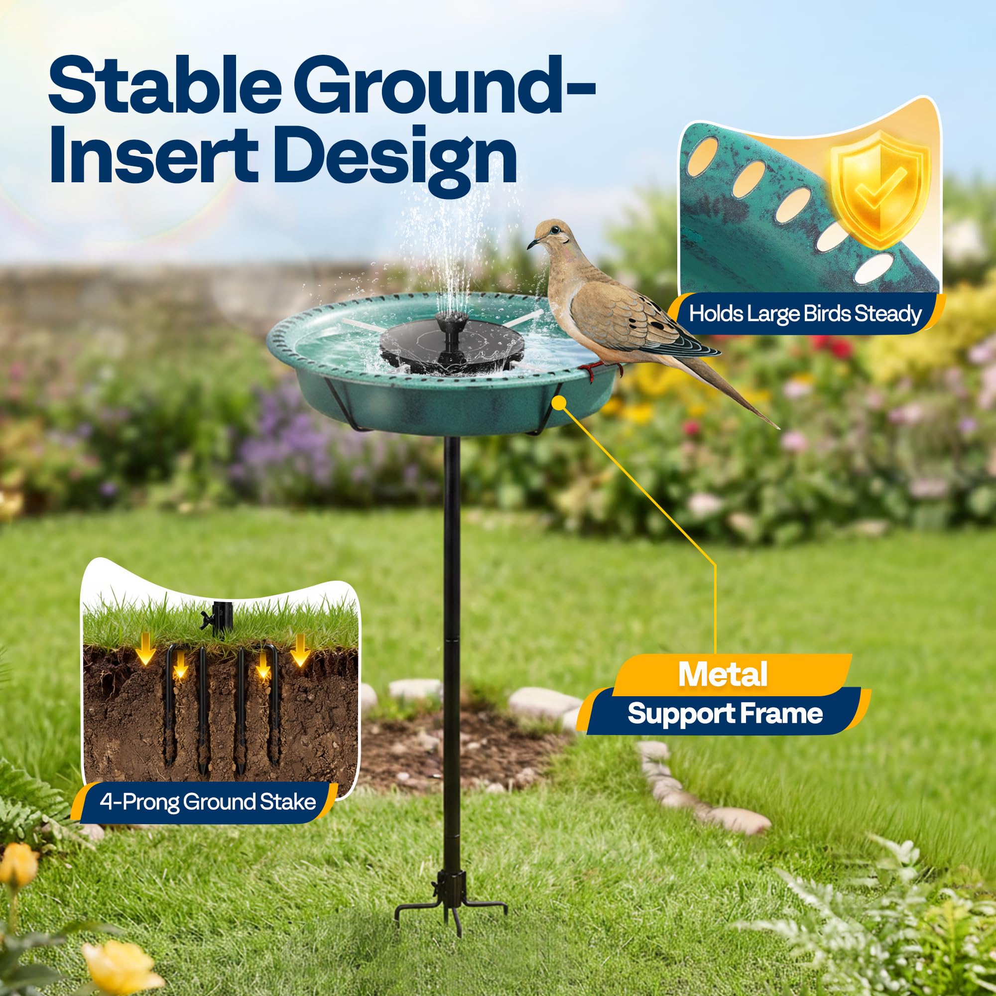 VIVOHOME bird bath with retro bronze coating