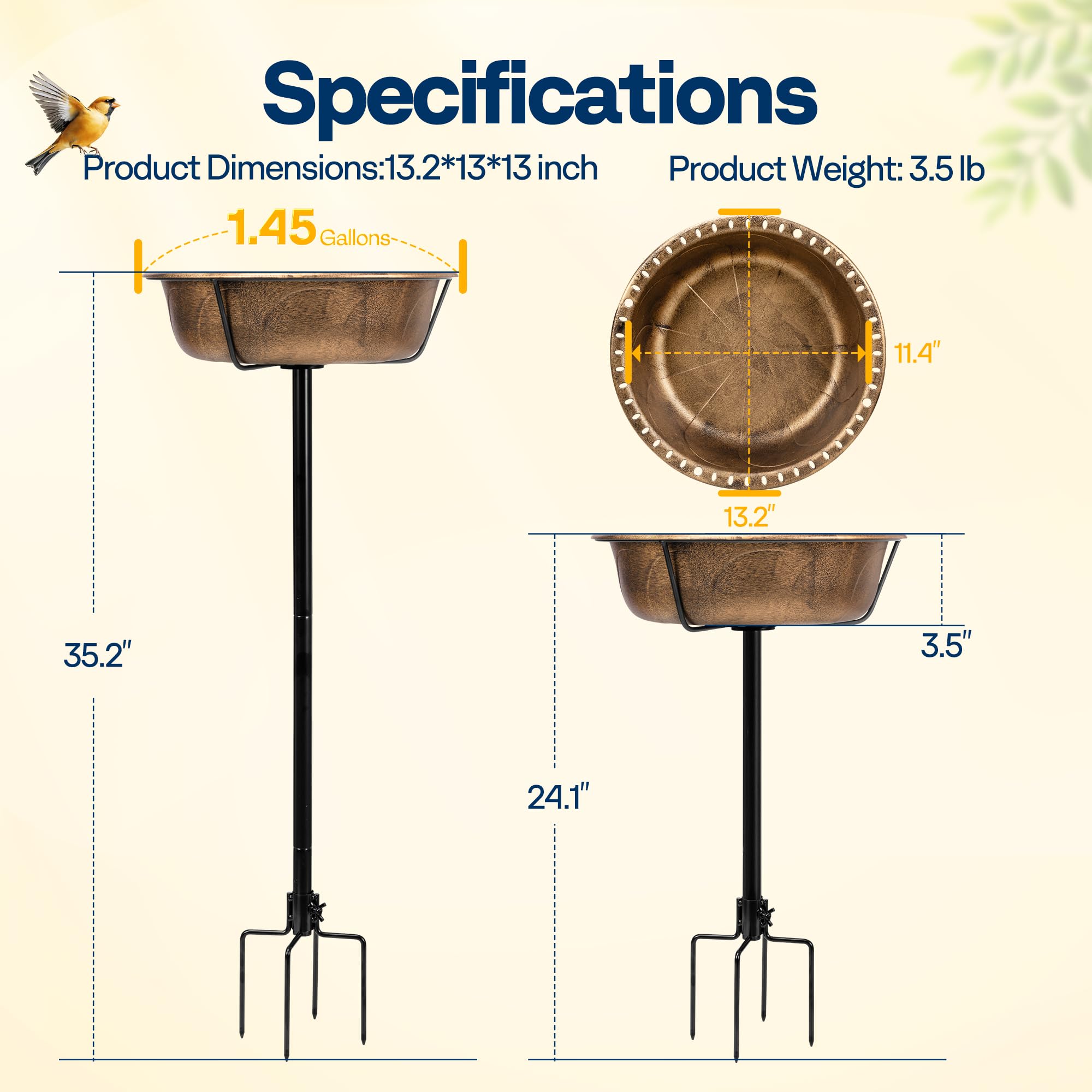 VIVOHOME Bird Bath with seeds showcasing its dual functionality