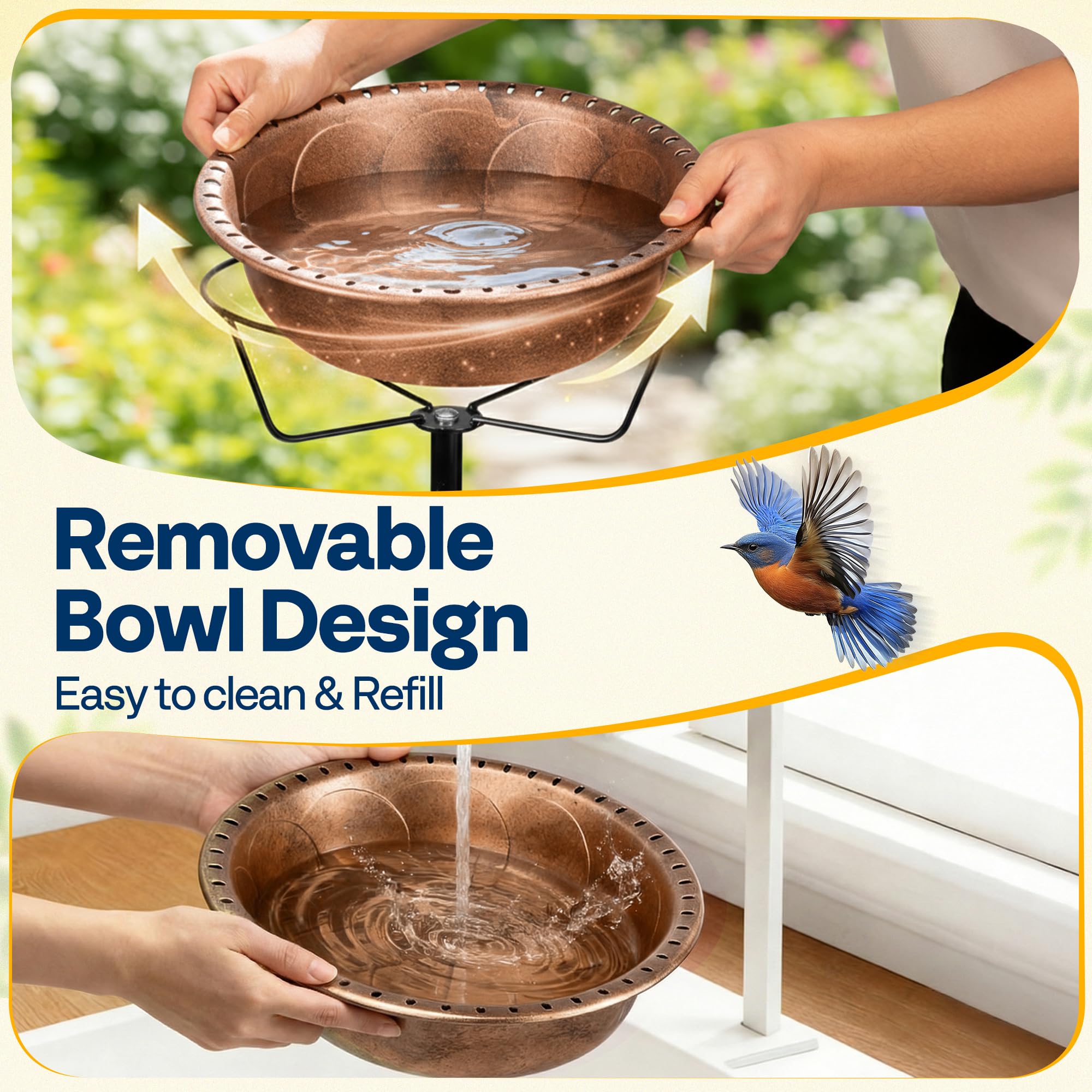 VIVOHOME Bird Bath with solar fountain in garden setting