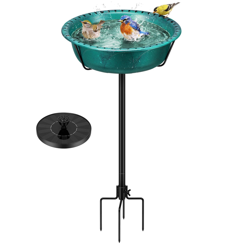 VIVOHOME Bird Bath with Solar Fountain in green, front view