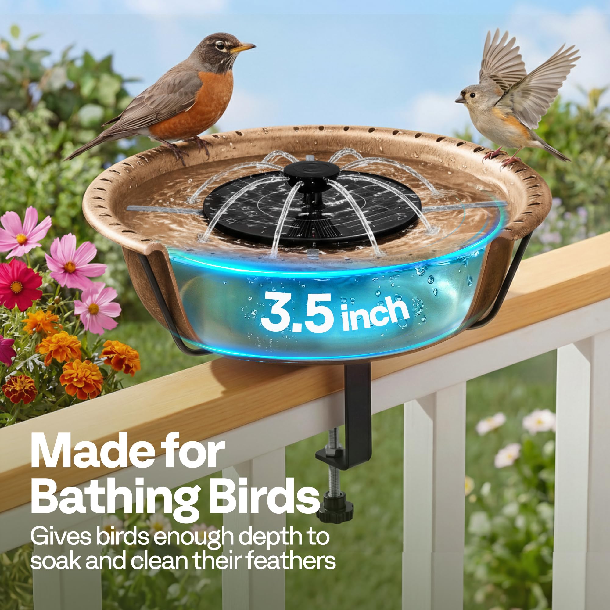 VIVOHOME copper bird bath set in a garden setting