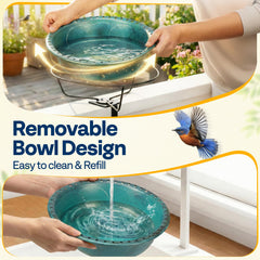 VIVOHOME Deck-Mounted Bird Bath in garden setting