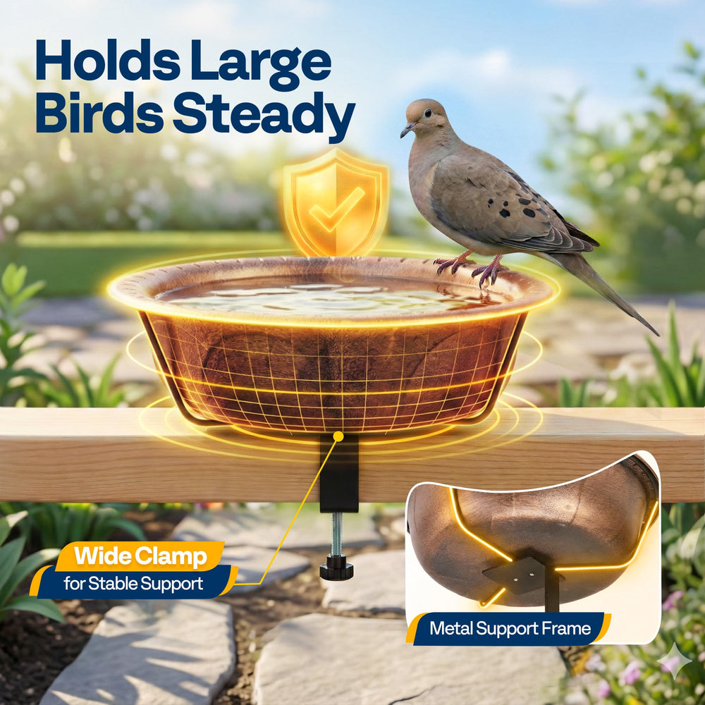 VIVOHOME Deck-Mounted Bird Bath in garden setting