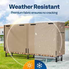 VIVOHOME firewood cover showing dual ventilation design