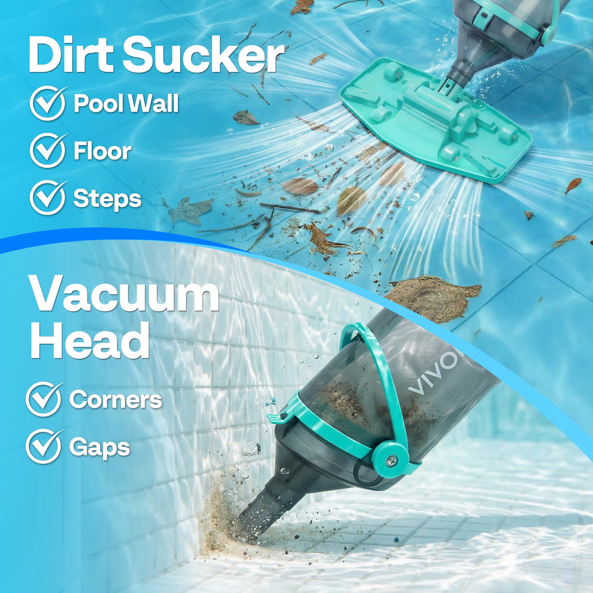 VIVOHOME Handheld Pool Vacuum lightweight design for easy control