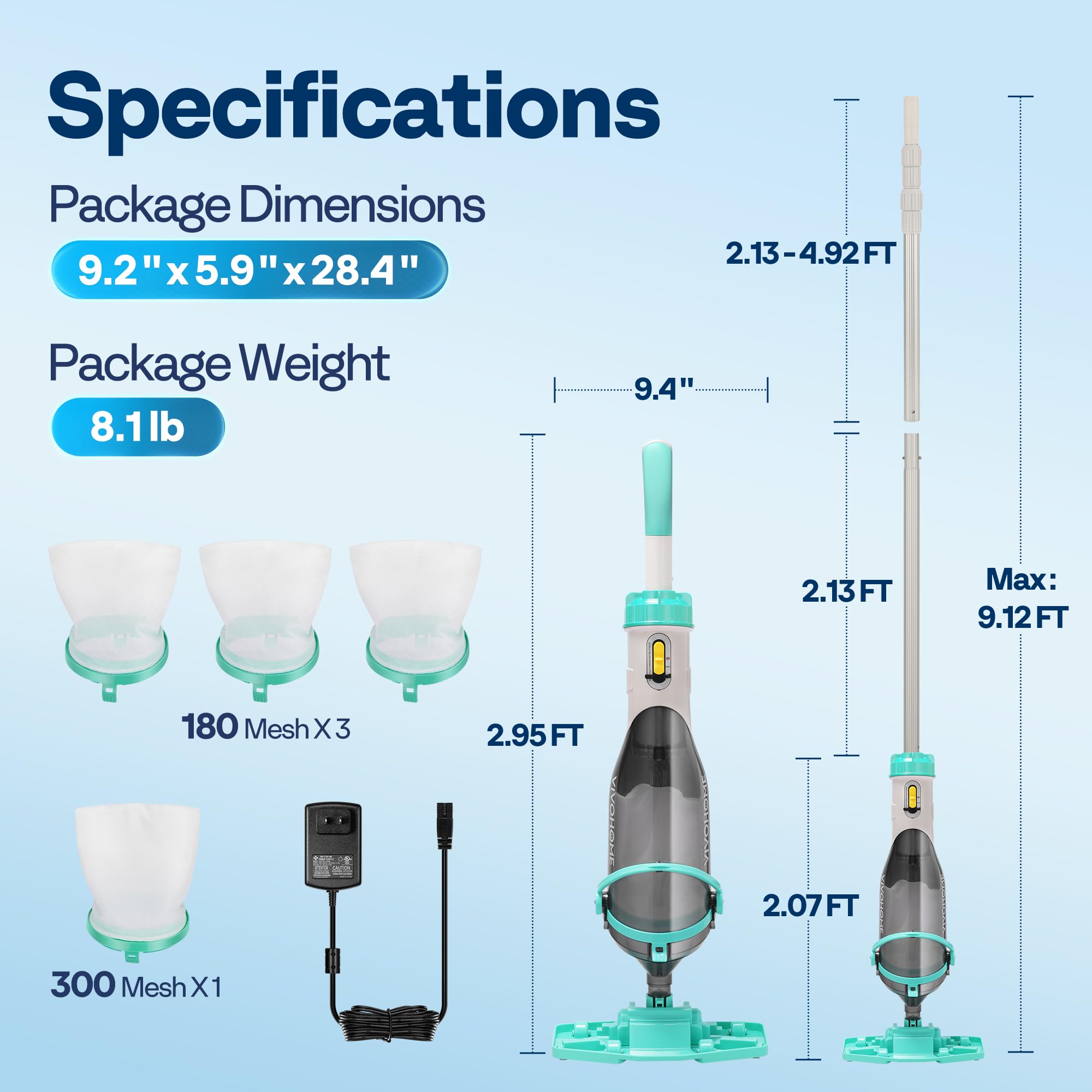 VIVOHOME Handheld Pool Vacuum with debris collection in action