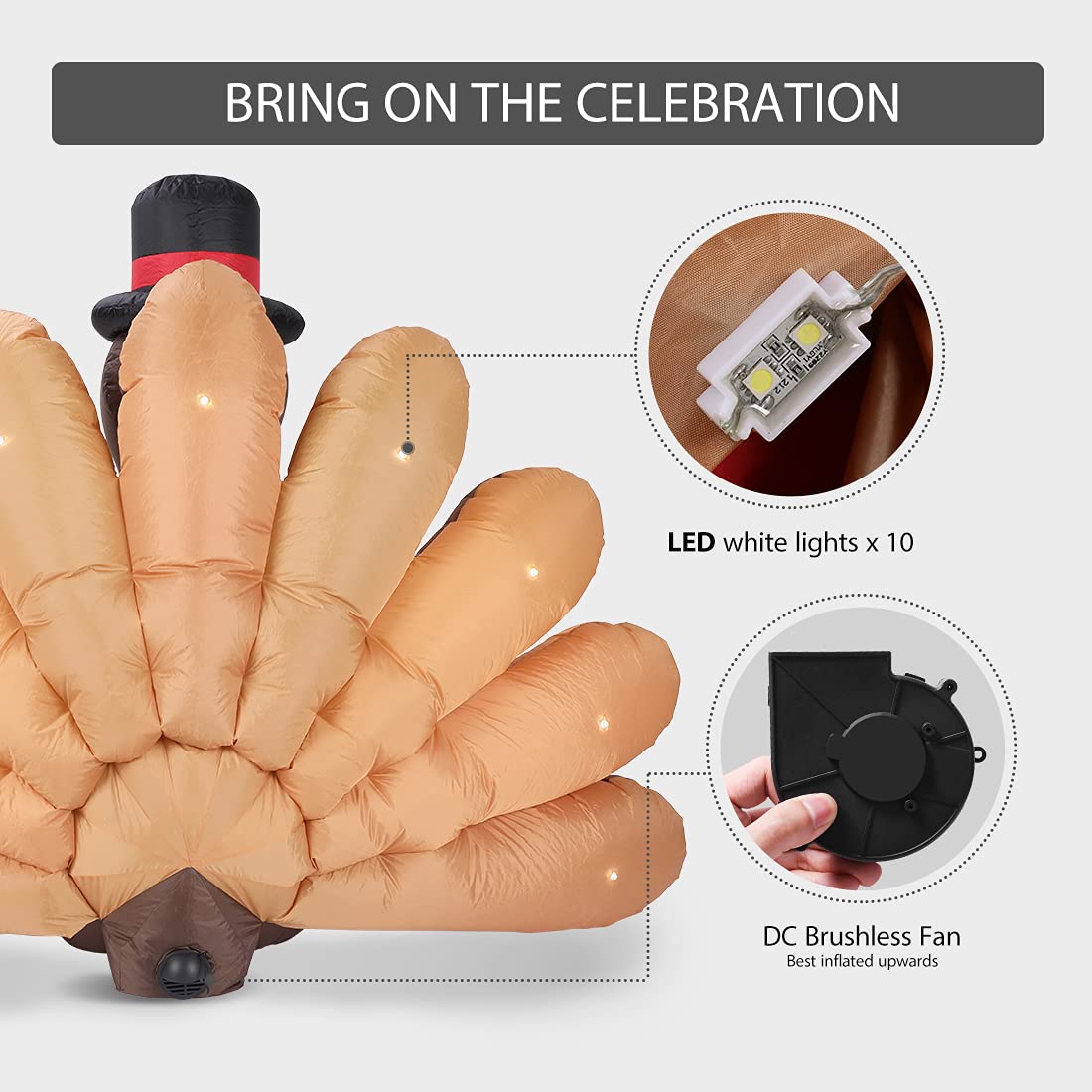 VIVOHOME inflatable turkey being packed into carrying bag