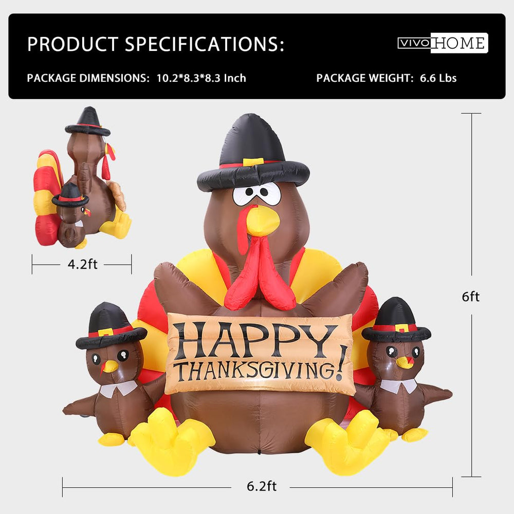 VIVOHOME inflatable turkey decoration in a garden setting