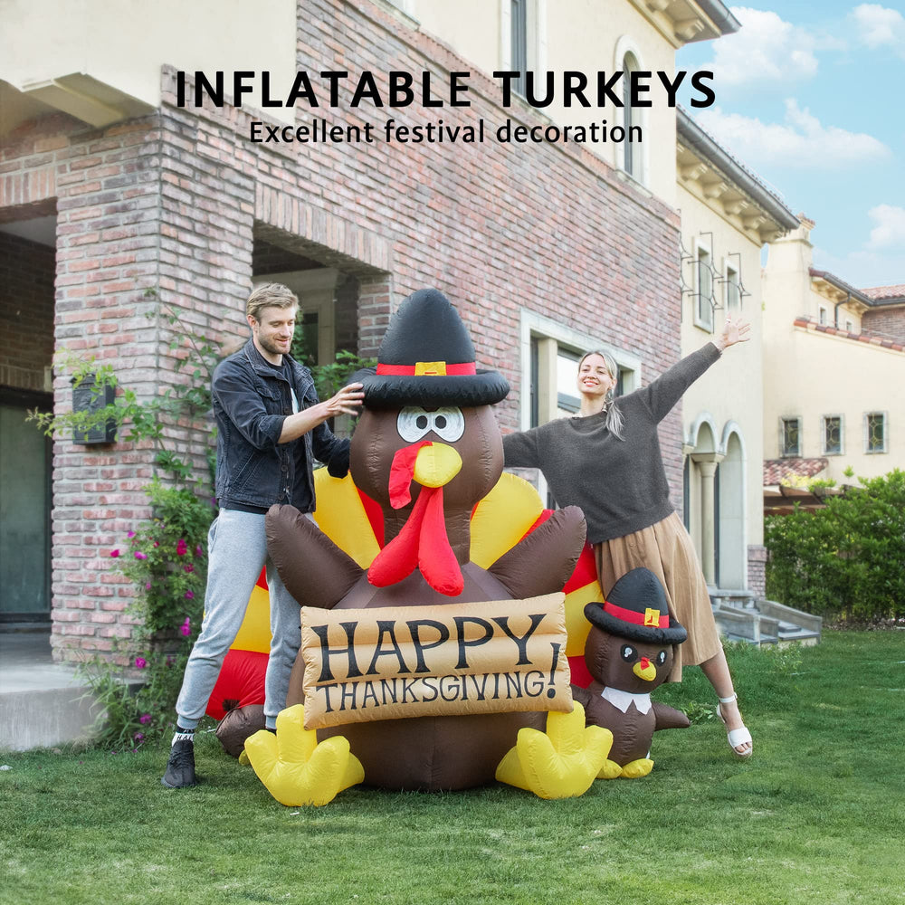 VIVOHOME inflatable turkey during nighttime display