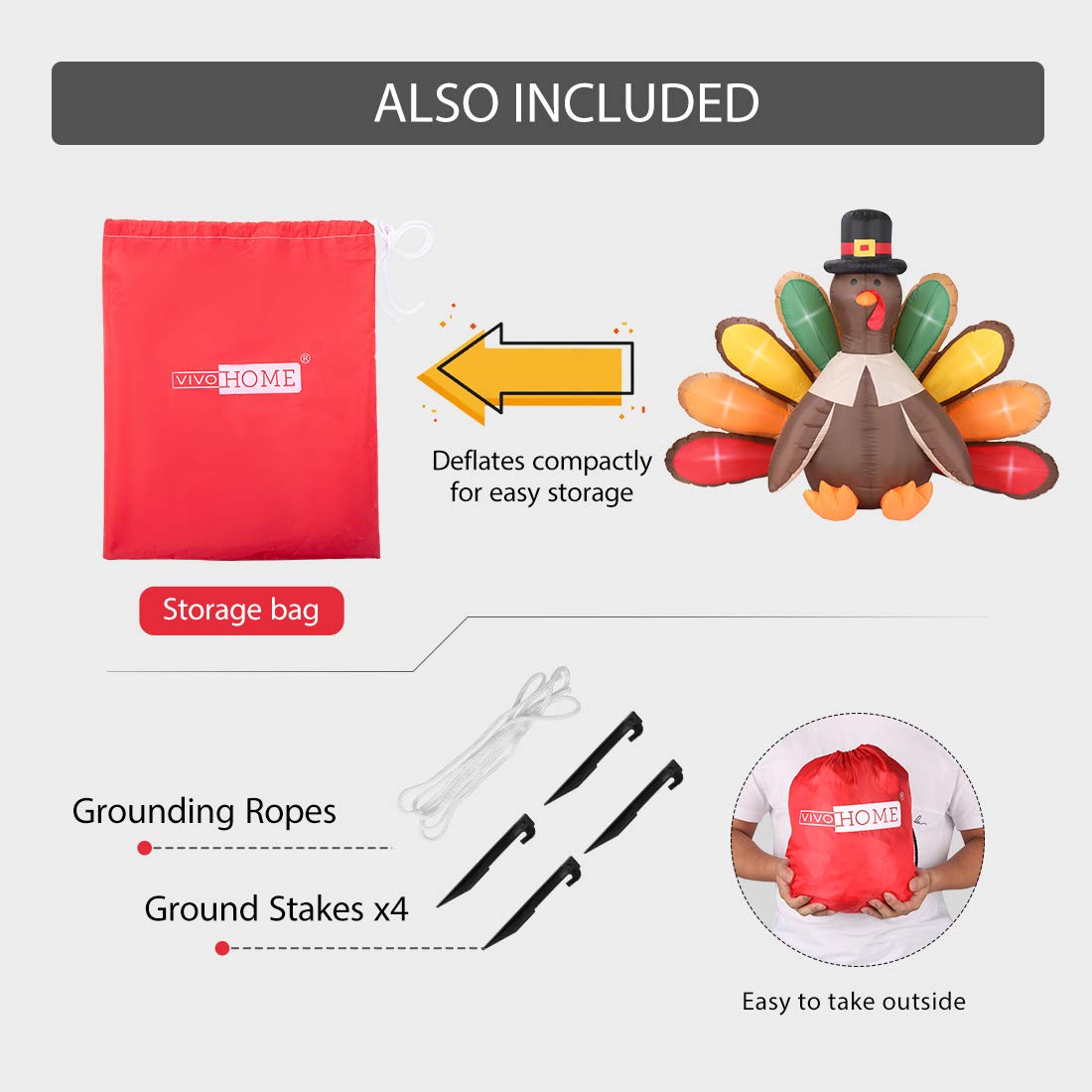 VIVOHOME inflatable turkey set up in a garden