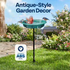 VIVOHOME Oval Bird Bath with metal ground stake