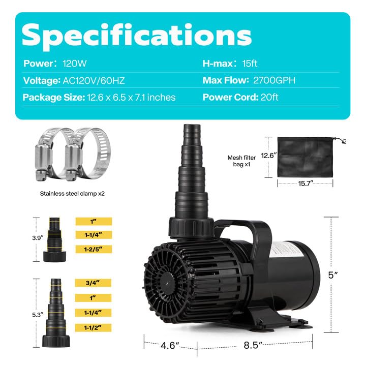VIVOHOME Pond Pump installation guide and manual