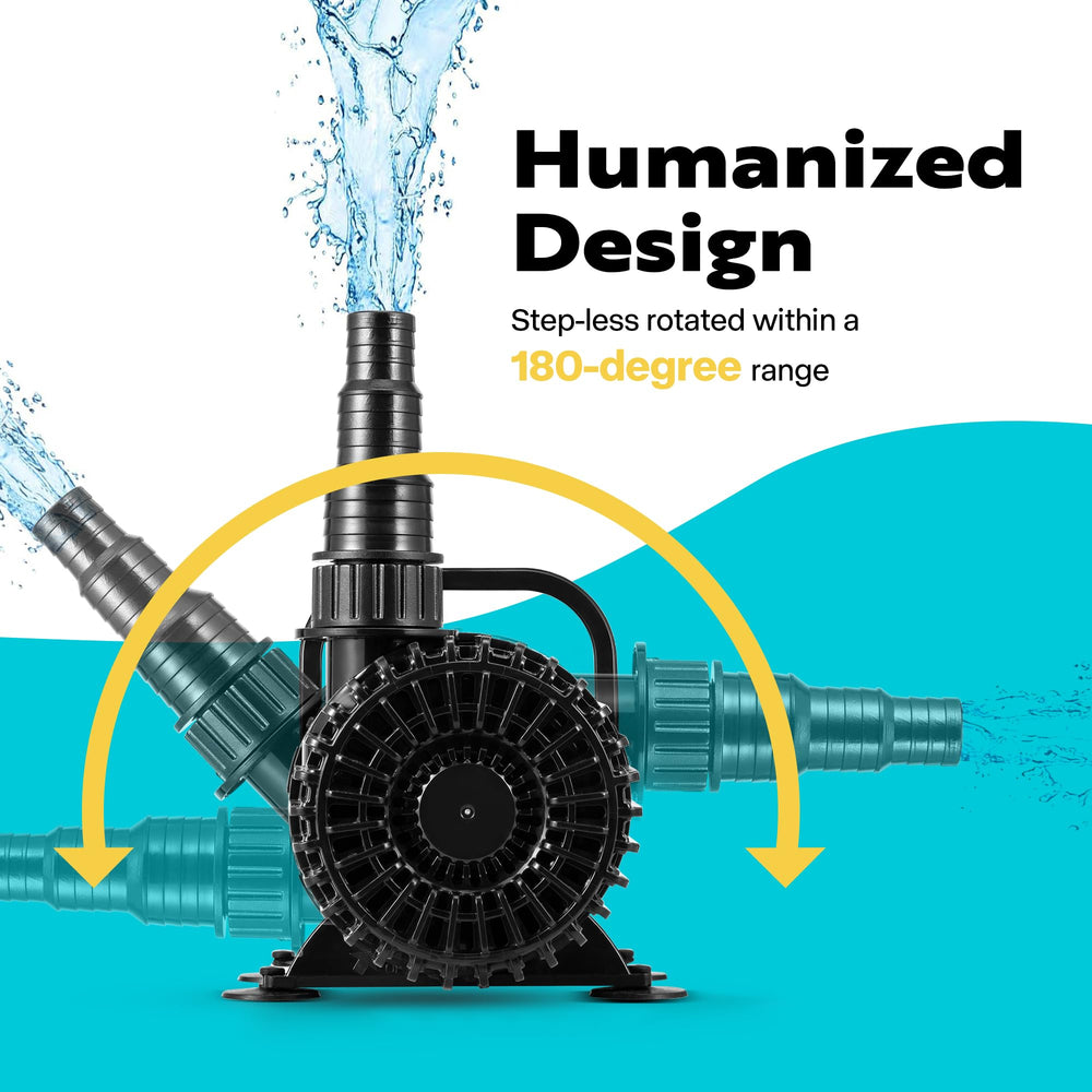 VIVOHOME Submersible Pond Pump 100W side view showing nozzle