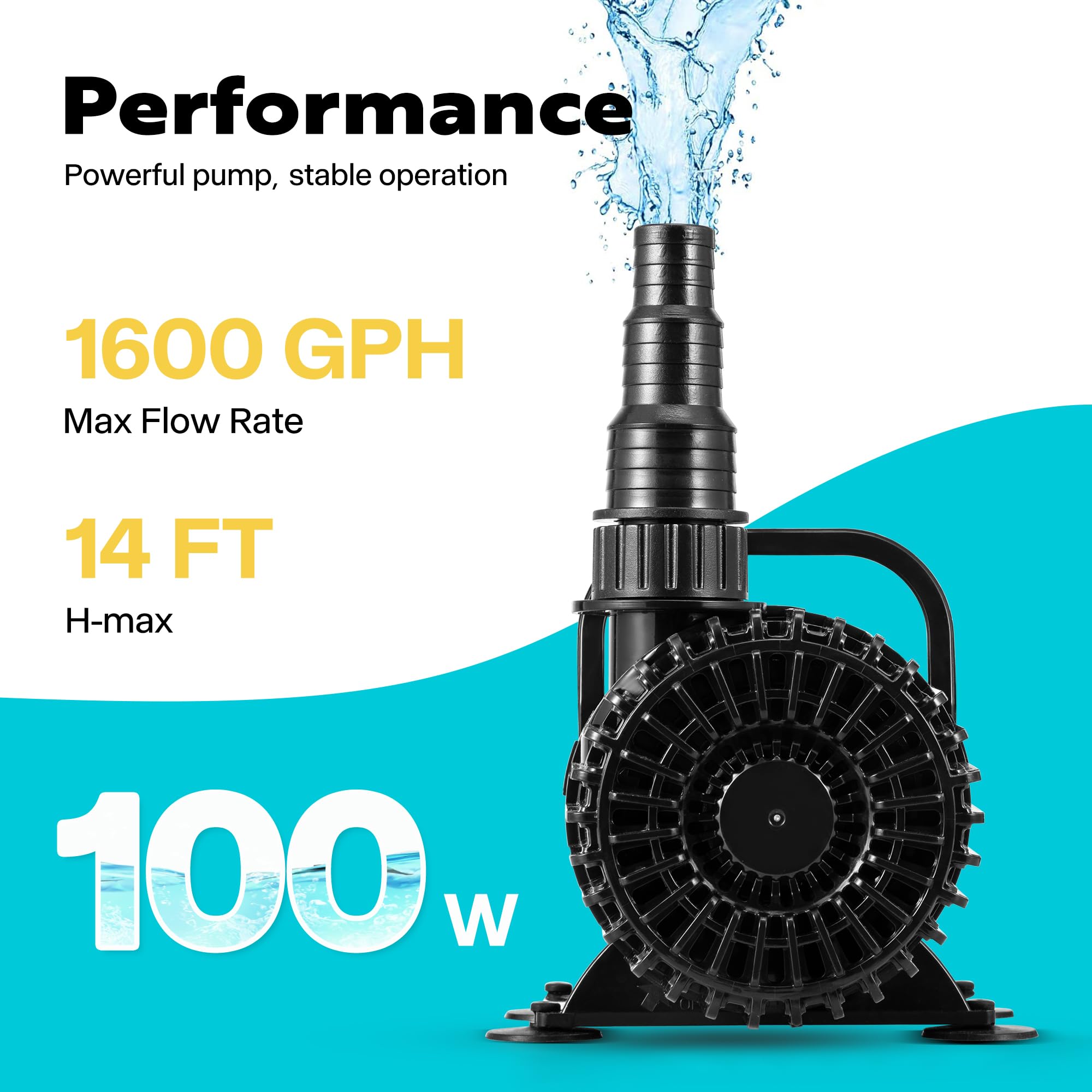 VIVOHOME Submersible Pond Pump 100W with accessories