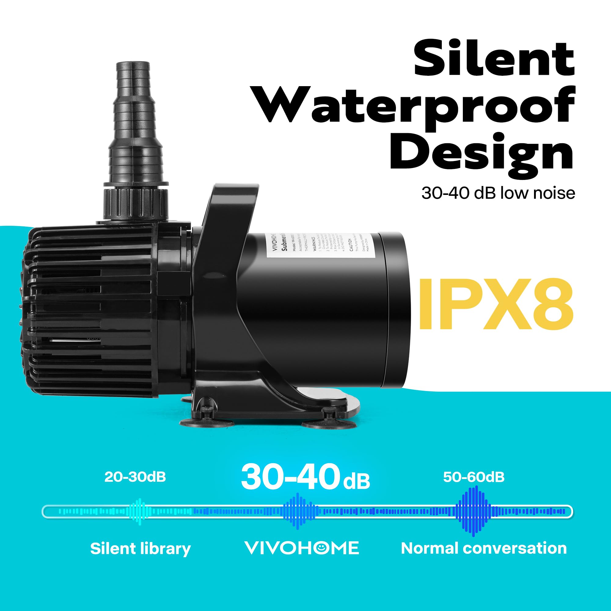 VIVOHOME Submersible Pond Pump 100W with filter mesh bag