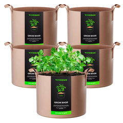 VIVOSUN 1 Gallon Grow Bags Tan fabric pots front view