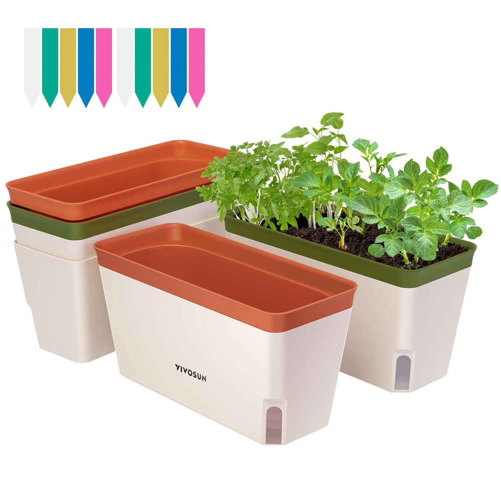 VIVOSUN 10.5 in self-watering planter box front view in orange
