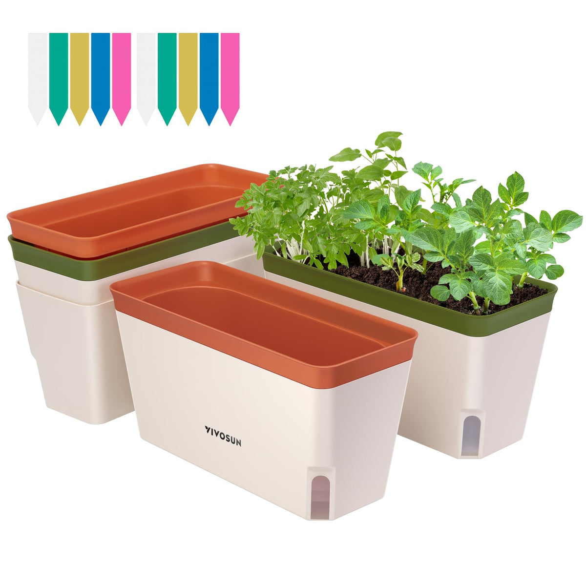 VIVOSUN 10.5 in self-watering planter box front view in orange