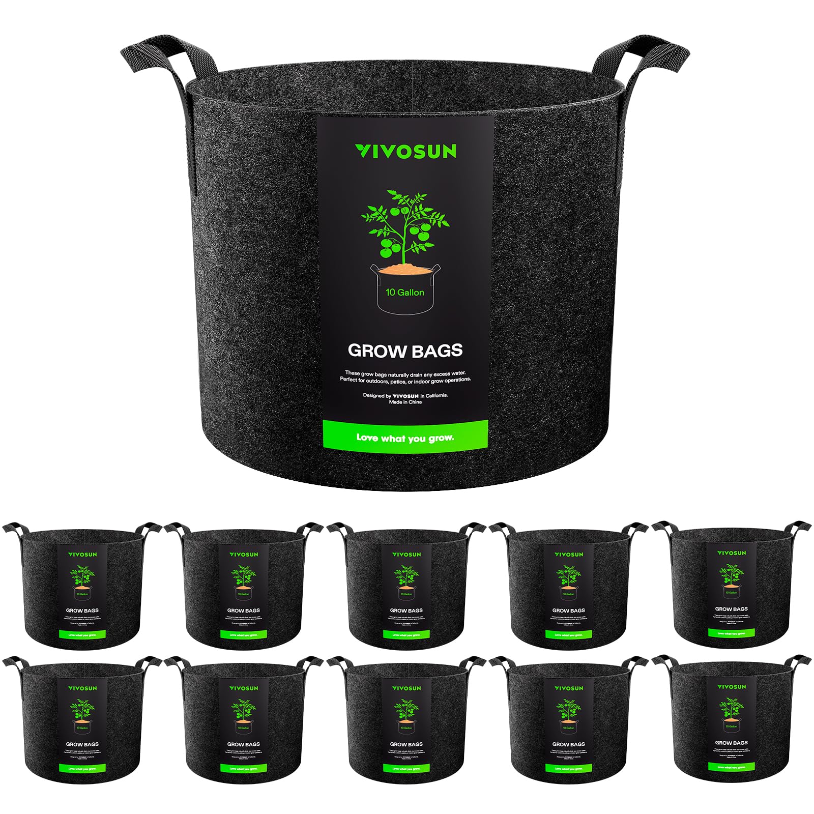 VIVOSUN 10 Gallon Fabric Grow Bag front view
