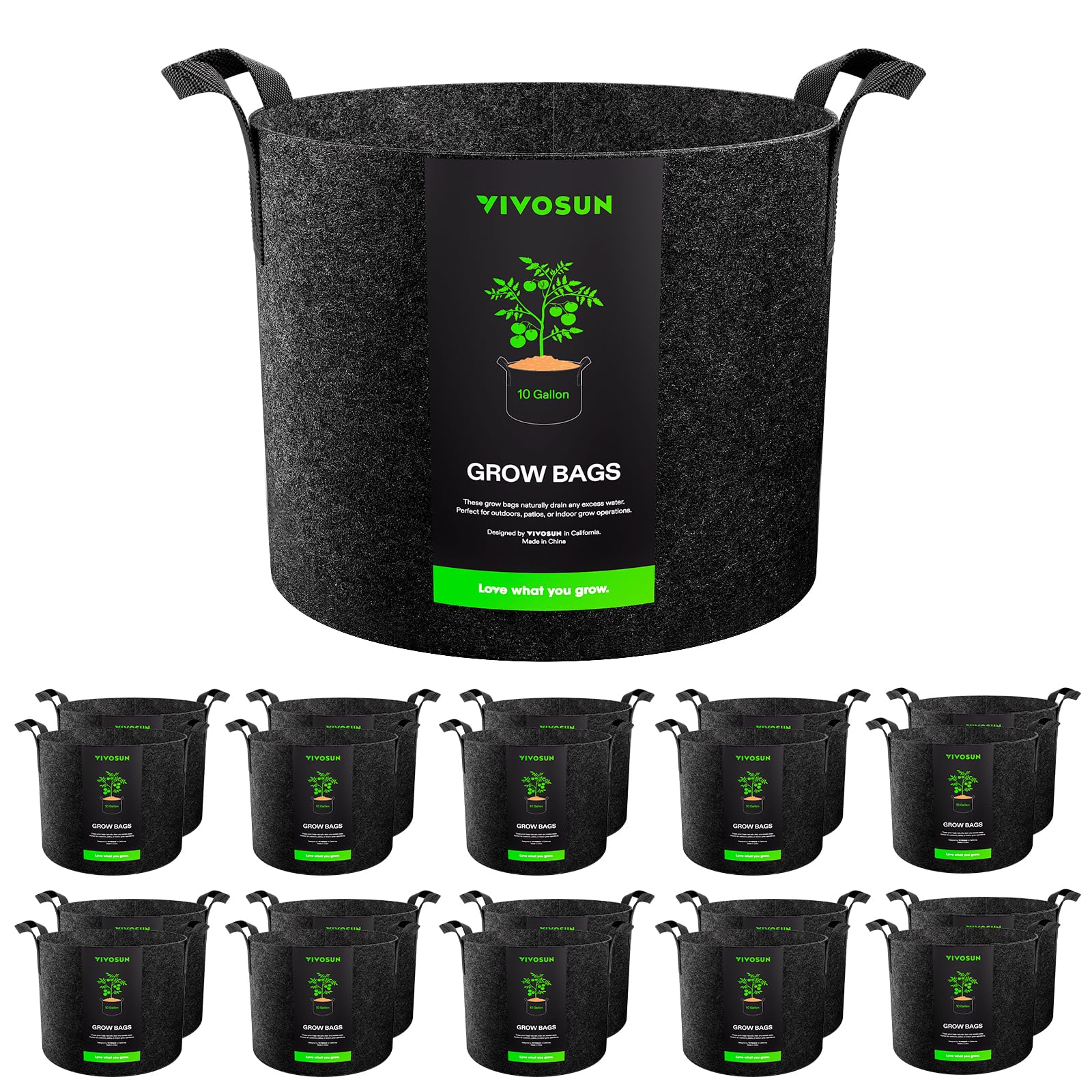 VIVOSUN 10 Gallon Plant Grow Bag black front view