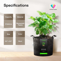 VIVOSUN 3 Gallon Grow Bag filled with soil and plants