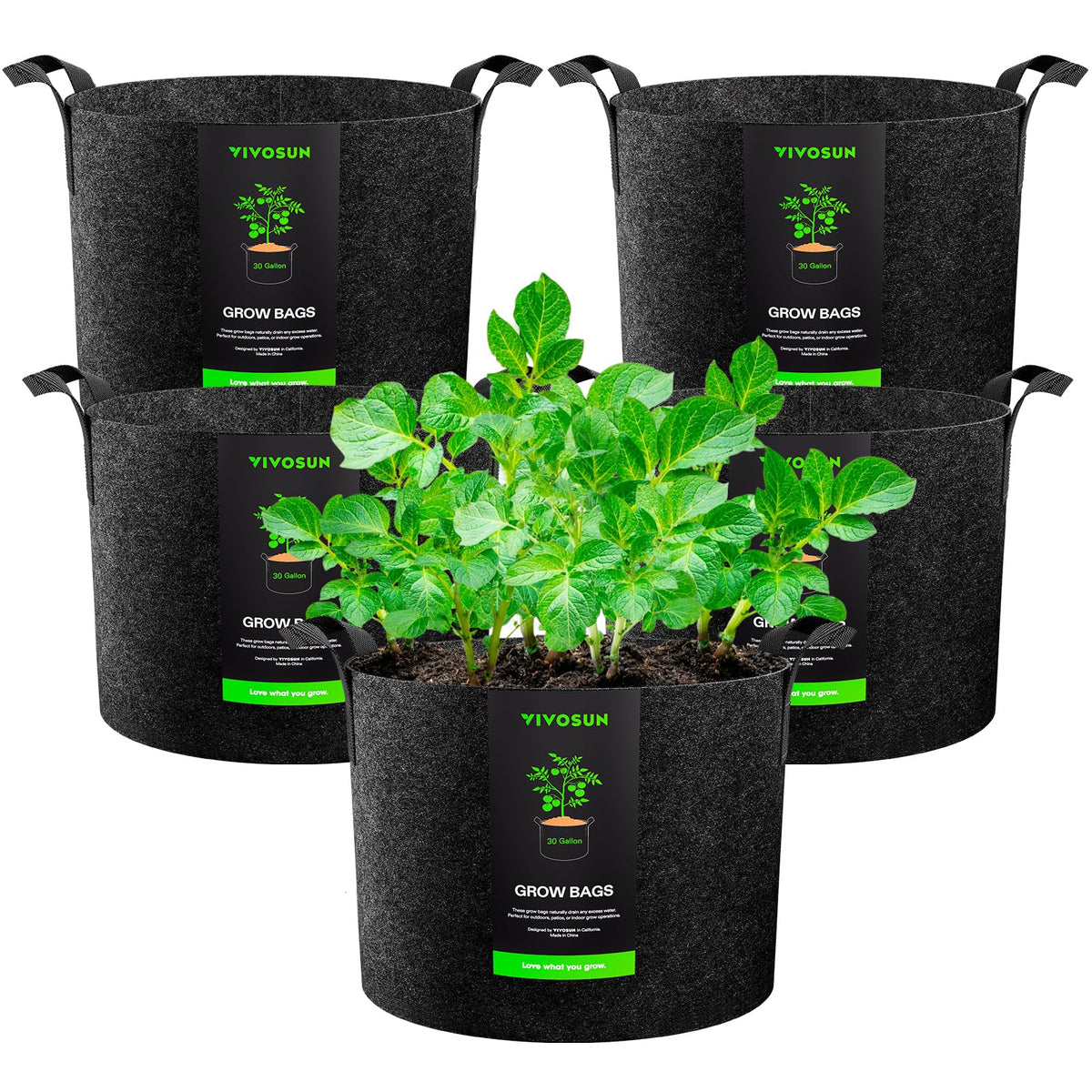 VIVOSUN 30 Gallon Grow Bag front view with handle