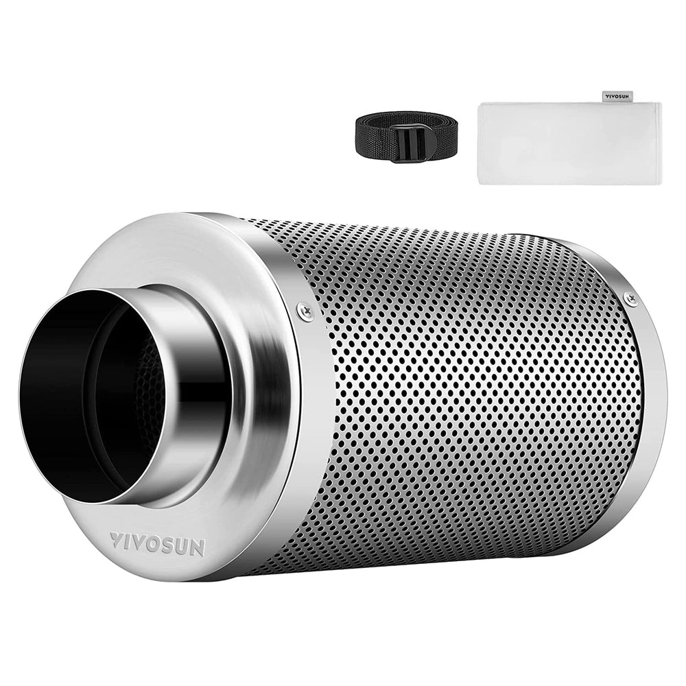 VIVOSUN 4-inch Carbon Filter front view with silver finish