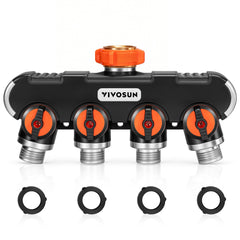 VIVOSUN 4 Way Hose Splitter front view with black finish