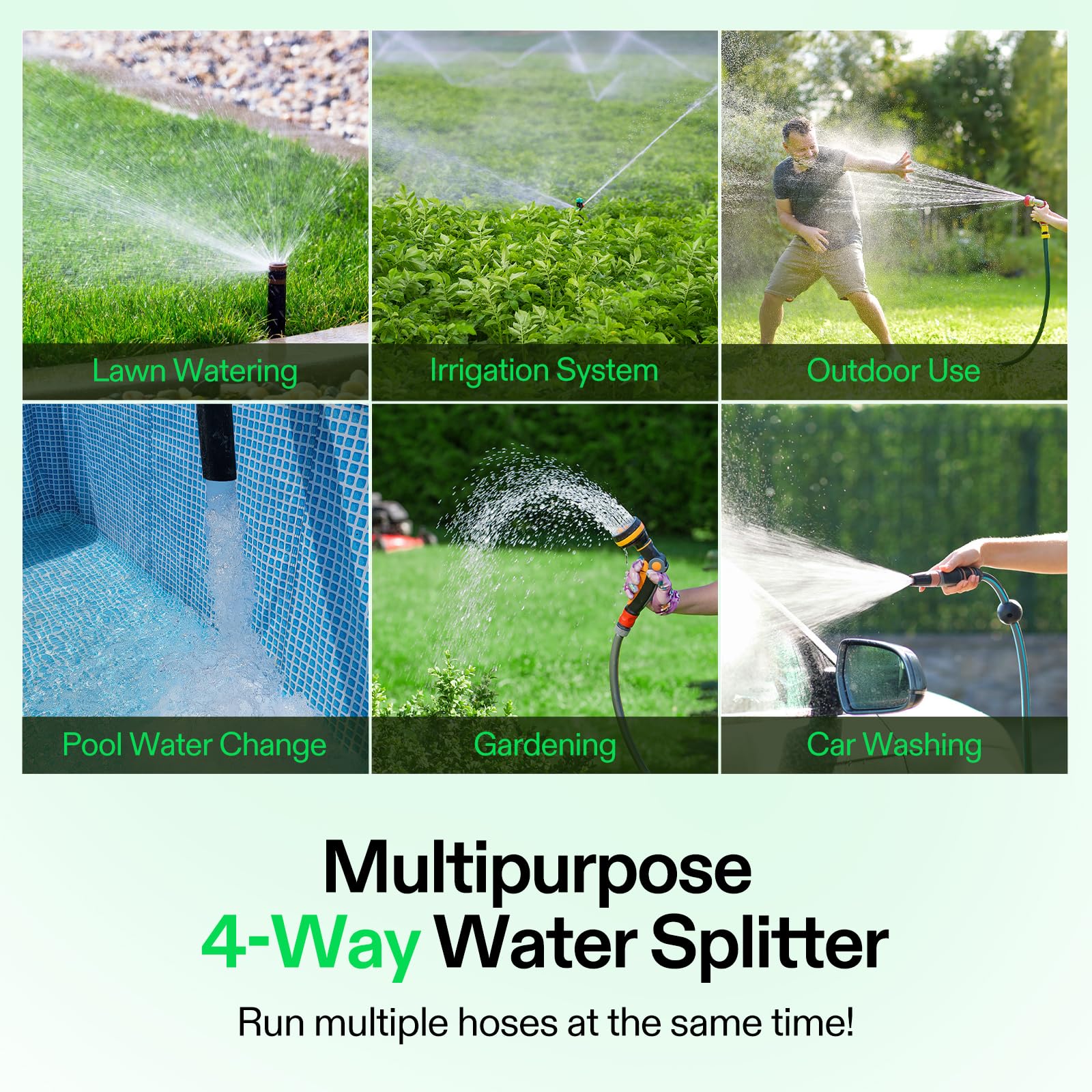 VIVOSUN 4 Way Hose Splitter in use in garden setting