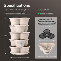 VIVOSUN 5 Tier Vertical Planter with plant hanger attachment