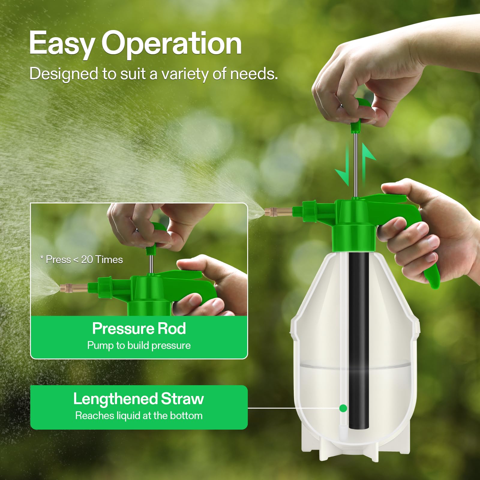 VIVOSUN 50oz Pump Sprayer in green colour, side view