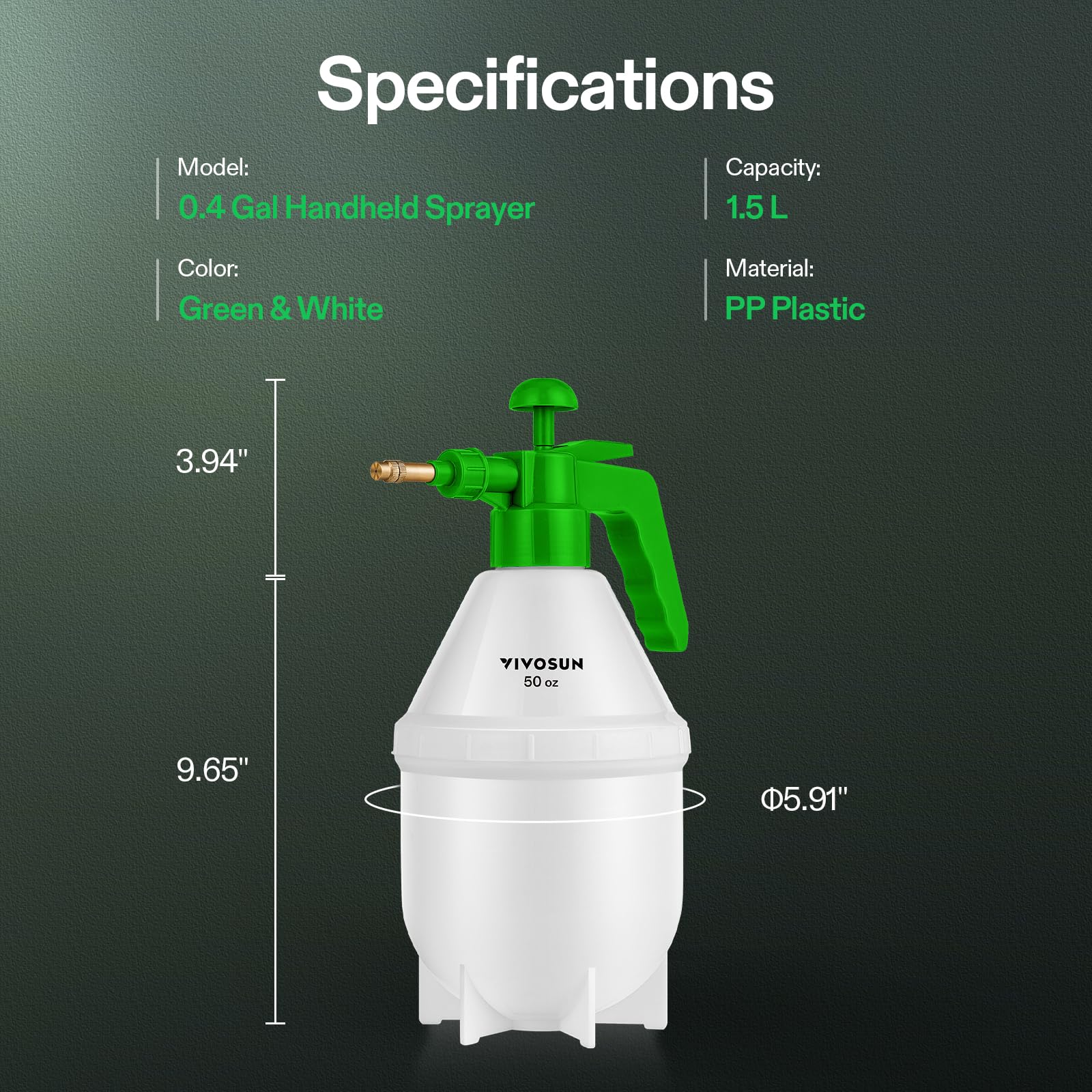 VIVOSUN 50oz Pump Sprayer packaging with accessories included