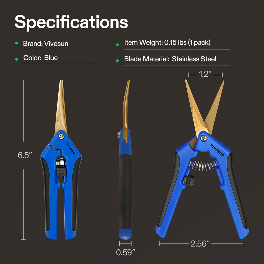 VIVOSUN 6.5 Inch Blue Pruning Shears with ergonomic handle