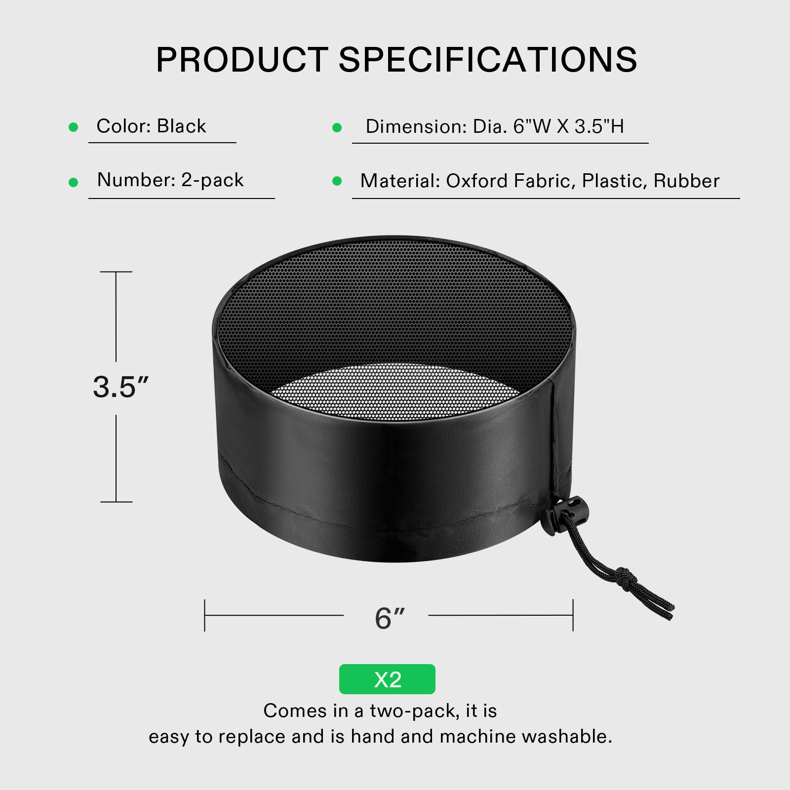 VIVOSUN 6 Inch Grow Tent Vent Cover black fabric material
