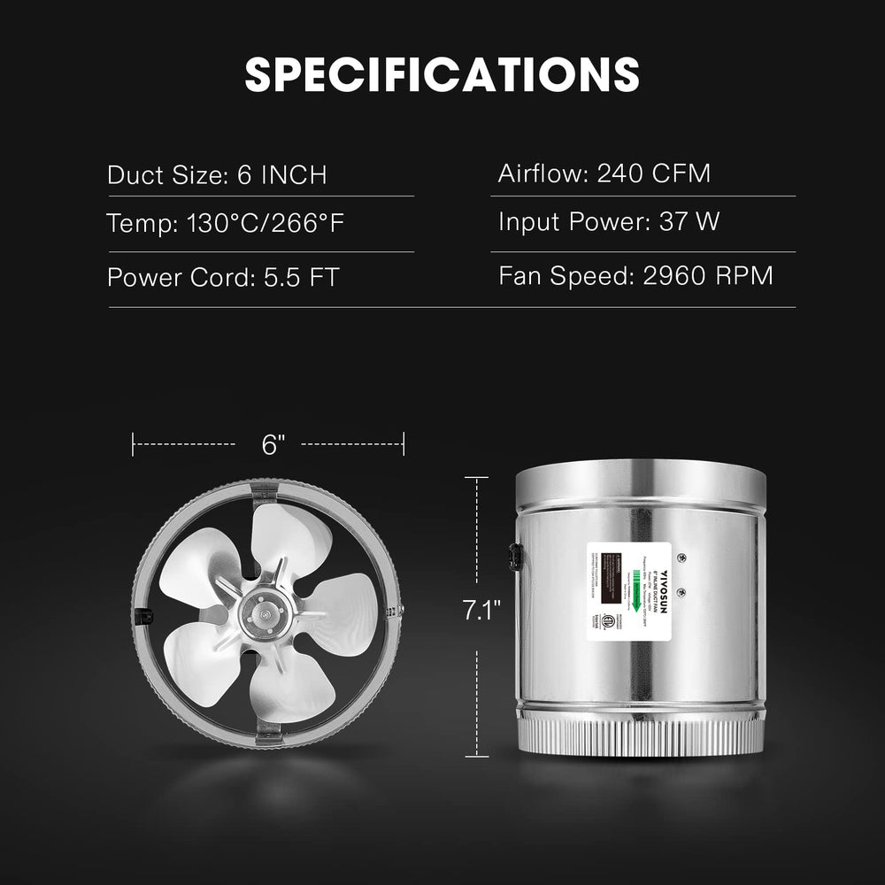 VIVOSUN 6" Inline Fan installed in a bathroom for air circulation