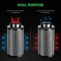 VIVOSUN 6" Pro Carbon Filter dimensions displayed