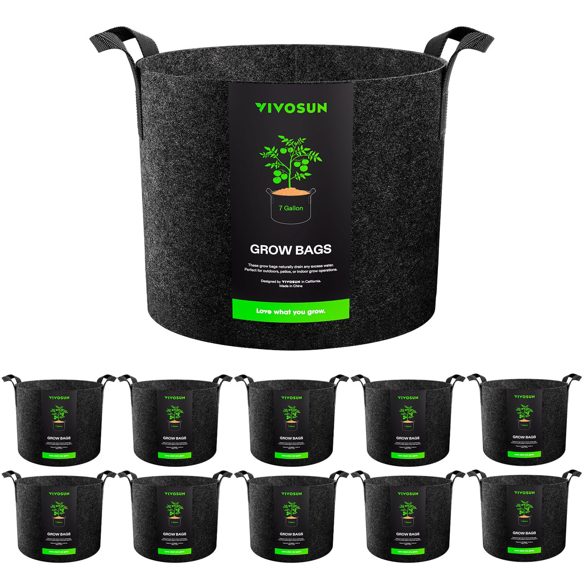 VIVOSUN 7 Gallon Fabric Grow Bag with handle, black