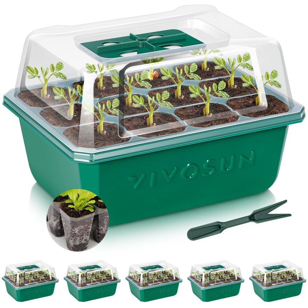 VIVOSUN 72-Cell seed starter tray with humidity dome front view