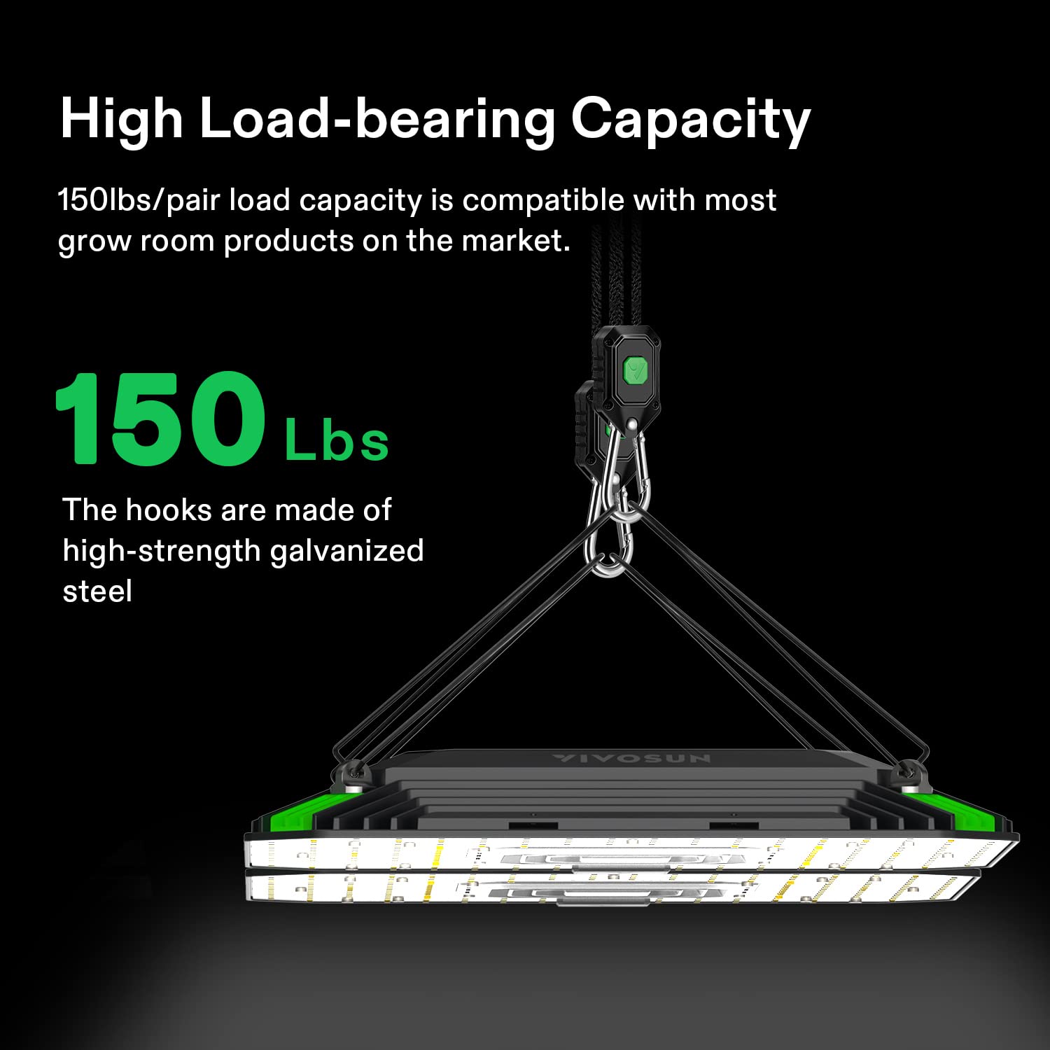 VIVOSUN adjustable hanger with solid braided polypropylene rope